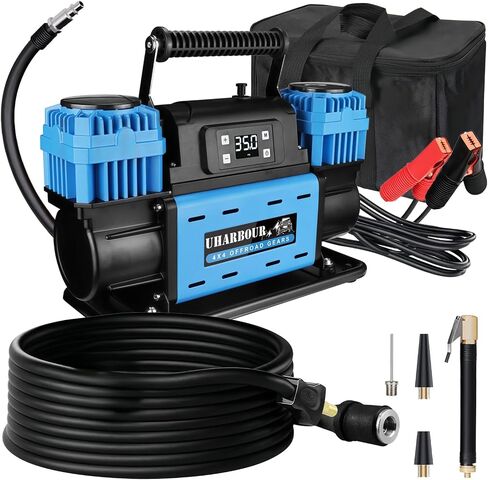 ضاغط الهواء على الطرق الوعرة 12V على الطرق الوعرة ضاغط مزدوج مع مقياس الضغط الرقمي ، و 12 فولت على الطريق ضاغط الهواء ، ويأتي ثقيل مع حقيبة حمل in Kuwait