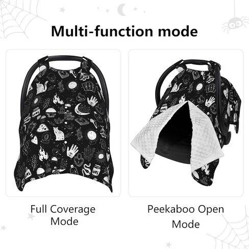 Goth Carseat Covers Baby, Gothic Winter Carseat Cover for Baby, Minky Baby Car Seat Cover for Boy & Girl, Peekaboo Opening Car Seat Canopy for Newborn, Multi Use Mom Nursing Cover, Gothic in Kuwait