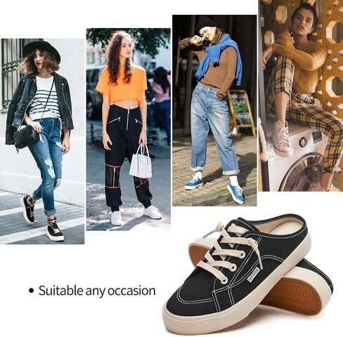 hash bubbie Women's Mules Comfortable Slip on Sneakers Tennis Shoes Summer Backless Canvas Shoes Close Toed Sandals in Kuwait