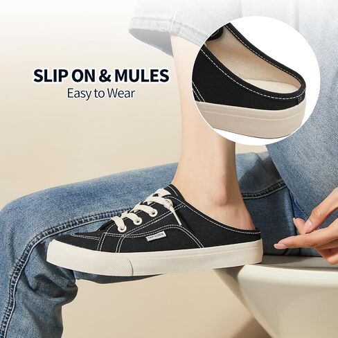 hash bubbie Women's Mules Comfortable Slip on Sneakers Tennis Shoes Summer Backless Canvas Shoes Close Toed Sandals in Kuwait