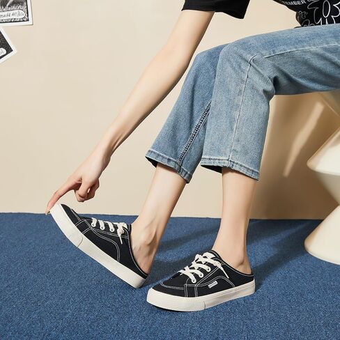 hash bubbie Women's Mules Comfortable Slip on Sneakers Tennis Shoes Summer Backless Canvas Shoes Close Toed Sandals in Kuwait