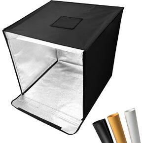 Mini Photo Studio Light Box, Photo Light Box Photography with LED Light and 3 Backgrounds, Dimmable, Versatile, Portable Studio Box Jewelry Products Versatile for Beginners/Professionals (16*16inch)