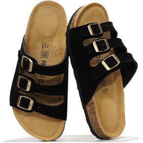 Project Cloud Genuine Leather Summer Sandals for Women 2025 - Memory Foam & Cork Footbed Beach Vacation Essentials Womens Sandals Comfortable Lightweight Slides for Women Footwear (Capri)