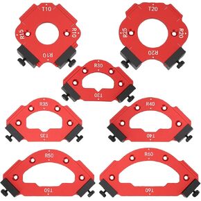 7PCS Router Corner Radius Templates Set Aluminium Alloy CNC Machined Multiple Radius Corner Router Guides for Woodworking R10 T10 R15 R20 T20 R25 R30 T30 R35 T35 R40 T40 R50 T50 R60 T60