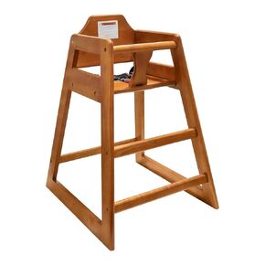 Standard Height Wooden High Chairs for Babies and Toddlers, Commercial Restaurant High Chair, Easy to Assemble, Walnut Finish