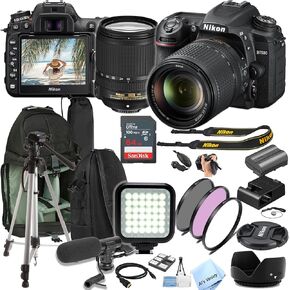 مجموعة كاميرا Nikon D7500 DSLR مع عدسة VR 18-140 مم | واي فاي مدمج | 20.9 MP CMOS Sensor + حقيبة ظهر Sling + 64 جيجابايت بطاقة ذاكرة Ultra + مصباح فيديو + ميكروفون + المزيد (حزمة منشئ المحتوى) (متجدد)