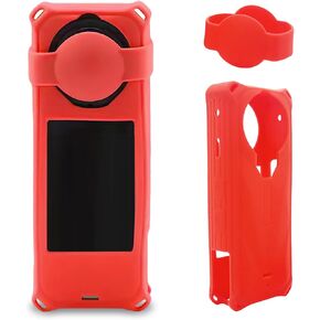 Silicone Protective Case for Insta360 X5, Camera Lens Protector Cover Accessories (Red)