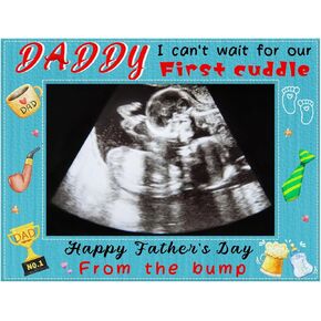 Happy Father’s Day from the Bump Picture Frame Funny First Fathers Day Gift for Dad from Daughter Son Baby Leather Photo Frame for New Father First Time Dad Daddy to Be Gifts Nursery Decor