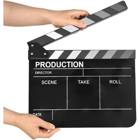 Andoer Acrylic Clapperboard Action Cut Board Movie Film Clapper Film Clapboard Movie Director's Slate Cut Action Scene Clapper Board Film Slate Dry Movie Clap Board for Filming