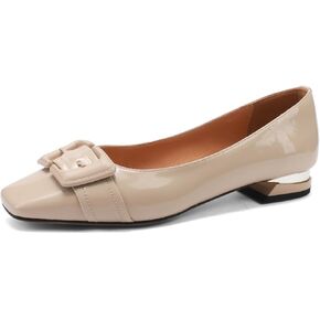 TinaCus Square Toe Handmade Buckle Patent Leather Women's Slip On Comfortable Flat-Heeled Loafers Shoes