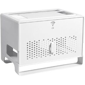 Router Storage Box Cable Management, Freestanding Router Organization Cord Organizer, Cord Holder for Office Home, White