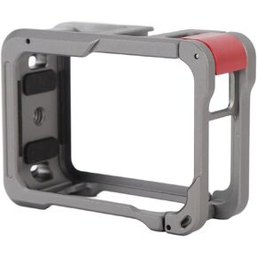 Action Camera Cage Aluminum Alloy Protective Frame Housing, Tailored for Action Camera 13, Easy Disassembly and Transport, Convenient Side Window Design, Cold Shoe Mount and
