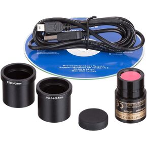 AmScope MD200 2.0MP Digital Microscope Camera for Still and Video Images, 40x Magnification, Eye Tube Mount, USB 2.0 Output, Includes Software