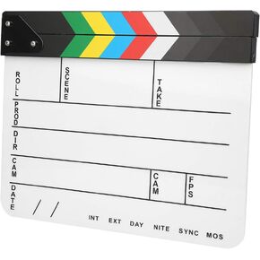 30x25CM Mini Acrylic Clapper Board, Director Scene Film Editing Prop Action Board with Whiteboard Pen for Shoot PropsAdvertisingHome DecorationCosplayBackground (Yellow Stripe