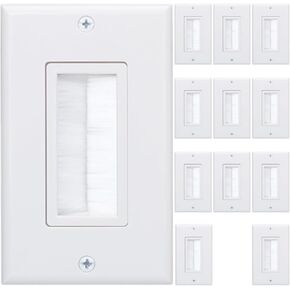 Single Gang Brush Wall Plate 2 Pack with Decorative Insert for Low Voltage Cable Pass Through