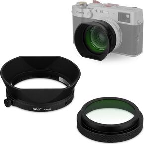 Haoge MC UV Protection Filter & Square Metal Lens Hood Lens for for Fujifilm X100 Series X100VI X100V X100F X100T Camera Accessories Waterproof HD Optical Glass UV Filter