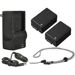 Intelligent' Batteries (2 Units) + AC/DC Travel Charger Compatible with Fujifilm FinePix S1 + Krusell Multidapt Neck Strap (Black Finish)