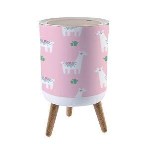 Small Trash Can with Lid Cute Seamless Pattern Pink Baby Animal for Kids Child Drawing Style Garbage Bin Pet Proof Waste Basket for Kitchen Bathroom Office Bedroom Decorative 1.8 Gallon