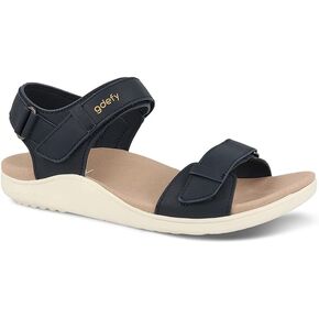 Gravity Defyer Women's GDEFY Hilnor Leather Fashion Slides - VersoShock Proven Performance Orthotic Stress Recovery Outdoor Sandals in Kuwait