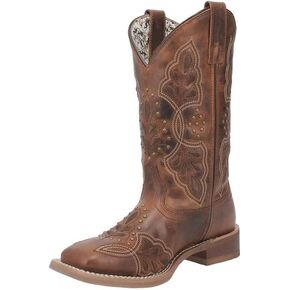 Laredo Western Boots Womens Dionne Embroidery Square Toe Camel 5972