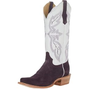 R Womens Plum Roughout 13in White Top Boot