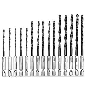 15pcs Hex Shank Drill Bit Set, Professional HSS Nitriding Twist Drill Bits, Upgrade Black and Gold Coated Drill Bit, Quick Change Design for Wood, Steel, Metal, and Plastic