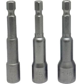 Pack of 3 2.5" Magnetic Nut Driver Setter Rapid Load Hex Shank 1/4" 5/16" and 3/8"