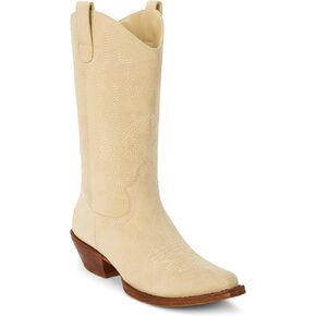 Coconuts by Matisse Womens Gaucho Embroidered Snip Toe Casual Boots Mid Calf Low Heel 1-2" - Beige