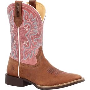 Durango Womens Shyloh Embroidered Square Toe Casual Boots Low Heel 1-2" - Brown, Pink