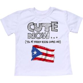 Toddler Puerto Rico T-Shirt 'Til My Puerto Rican Comes Out Kids Shirt Top in White 2T-8T