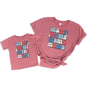Mommy & ME USA Mama mini 4th من يوليو قمصان لمطابقة الملابس