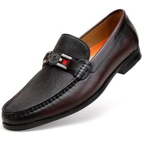Men's Causal Dress Loafers, Classic Leather Buckle Slip-on Penny Loafer Business Dress Shoes Party Loafers for Mens
