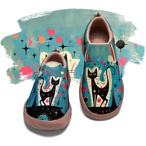 Women's Art Painted Travel Shoes Slip On Casual Leather Loafers Lightweight Comfort Fashion Sneaker