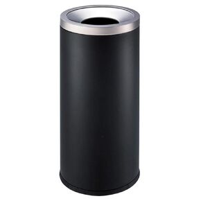 33L Stainless Steel Trash Can, Outdoor Indoor Cylindrical Waste Bin, Black Trash Hideaway with Anti-Fingerprint Technology(Black)