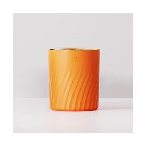 Small Desktop Trash Can with Lid, Cute Mini Waste Bin for Bedroom, Office, and Kitchen - Press Lid, 5.12 x 5.12 x 6.1 inches, Orange(Light Green)