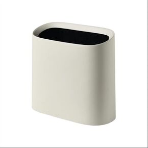Oval Plastic Garbage Recycling Bin 10L, Uncovered Household Trash Can for Kitchen, Office, Living Room, Bedroom – Double-Layer Design, Grey(Beige)