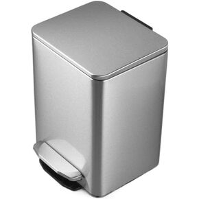 15L/21L سلة المهملات التي تعمل بالفولاذ المقاوم للصدأ للمطبخ والمطعم والحمام وتصميم دواسة هادئ وامتصاص الرائحة والفضة/الأسود (الفضة) in Kuwait