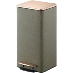 12L/15L/21L سلة المهملات التي تعمل بالفولاذ المقاوم للصدأ مع الغطاء ، حاوية نفايات المطبخ كبيرة السعة ، وتخزين القمامة المغلفة بالجلد للمنزل والمكاتب (Beige ، 15L) in Kuwait