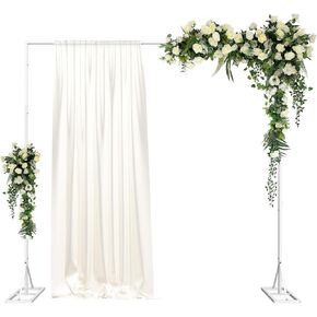 6.6 قدم قوس الزفاف للحفل ، Ballon Arch Backdrop Stand ، إطار خلفية Arbor Garden ، قوس إطار معدني مربع لالتقاطات لزينة خلفية الحفلات (أبيض)