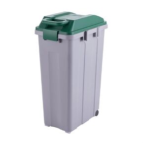 Outdoor Trash Can with Cover & 2 Wheels, Large-Capacity 25/35/45L Waste Bin for Indoor & Outdoor Use, Classified Garbage Can for Yard, Garden, and Patio(Khaki,35L)