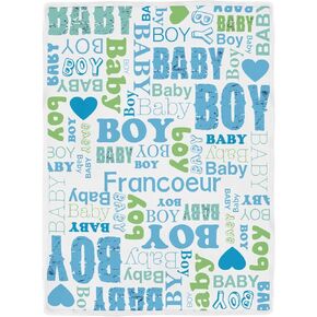 Personalized Gift Baby Boy Blue Lettering Safe Blanket, Stroller Canopy Replacement,40x50Inch
