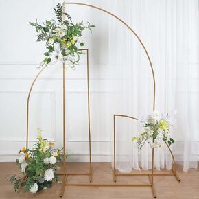 Tableclothsfactory Set of 4 | Gold Metal Wedding Arch Chiara Backdrop Stand, Half Moon Floral Frame Arbor Display - 2.5ft,5ft,6ft,6.5ft