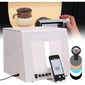 Portable Photo Studio Light Box,Dimmable Jewelry Photography Softbox with 11 or 15CM Electric Turntable&Hanging Bracket&4 LED Lights & 5 Backdrops&Star Filters,for Photography/Video,TB30