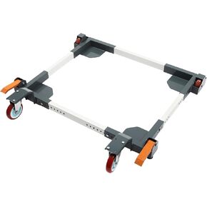Adjustable Mobile Base, Q235 Steel Heavy Duty Mobile Base, 1500lbs Load Capacity, Grey Furniture Dolly Roller with 2 Universal Wheels and 2 Footbrakes