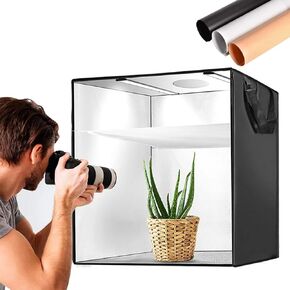 Photography Light Box,Portable Softbox Photo LED Light Box,Portable Photo-Box Booth, with 3 Colors Background (80cm)