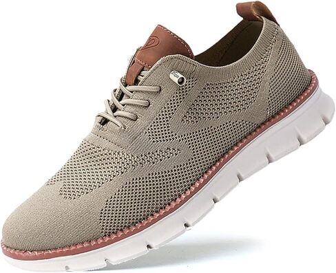 Breeze Men's Urban Ultra Mesh Mesh Dress Sneakers - أحذية المشي غير الرسمية للأعمال (Khaki ، 11) in Kuwait