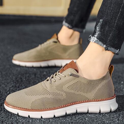 Breeze Men's Urban Ultra Mesh Mesh Dress Sneakers - أحذية المشي غير الرسمية للأعمال (Khaki ، 11) in Kuwait