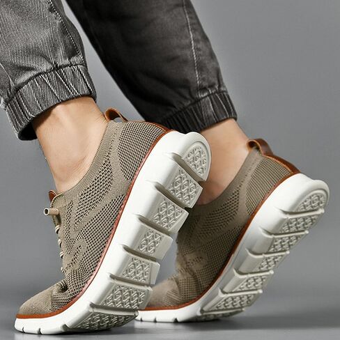 Breeze Men's Urban Ultra Mesh Mesh Dress Sneakers - أحذية المشي غير الرسمية للأعمال (Khaki ، 11) in Kuwait