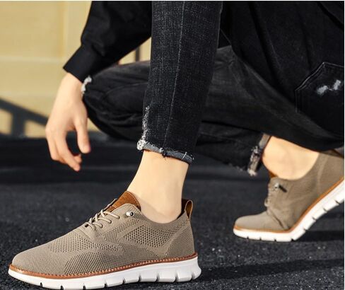 Breeze Men's Urban Ultra Mesh Mesh Dress Sneakers - أحذية المشي غير الرسمية للأعمال (Khaki ، 11) in Kuwait