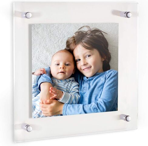 Arttoframes 8.5x14 مخصص الإطار العائم أكريليك مع الطباعة! تحميل صورتك الخاصة. أجهزة Mated Chrome Abflof Wall Mount ، Custom_acrylic-109-8.5x14-MuteChrome in Kuwait